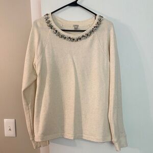 J. Crew Cream Embellished Sweatshirt